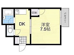 サンロイヤル柴島パート5 1DKの間取図画像