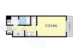 レジュールアッシュ江坂 ワンルームの間取図画像