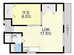綿榎ハイツ 1LDKの間取図画像