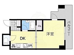 ウエストサイド江坂 1DKの間取図画像