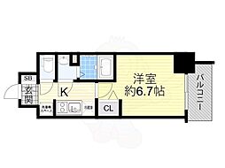 ArtizA淡路 1Kの間取図画像