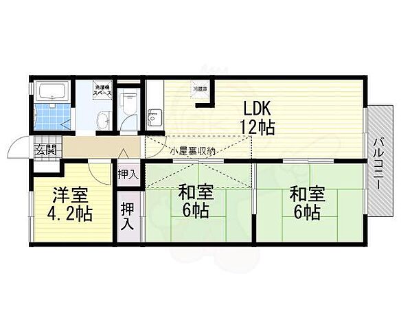 大阪府枚方市星丘４丁目(賃貸アパート3LDK・2階・59.62㎡)の写真 その2