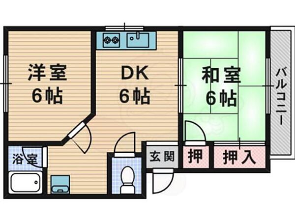 大阪府枚方市桜丘町(賃貸アパート2DK・1階・41.00㎡)の写真 その2