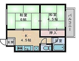 第1さくらマンション 2DKの間取図画像