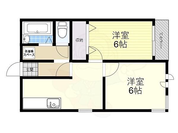 ジョイフルくずは1 305｜大阪府枚方市楠葉朝日２丁目(賃貸マンション2DK・3階・45.00㎡)の写真 その2