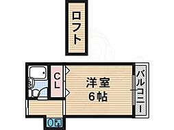 パルク枚方 1Kの間取図画像