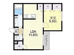 シエーナ楠葉ジェミオス 1階1LDKの間取り