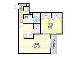 シエーナ楠葉ジェミオス 3階1LDKの間取り