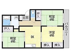 ヴァンベール'91 3LDKの間取図画像