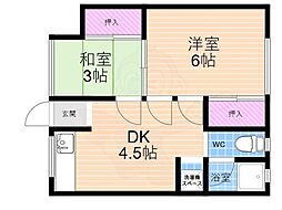 北田ハイツ 2DKの間取図画像