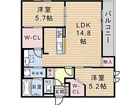 カルミエールイツキ2  ｜ 兵庫県尼崎市武庫之荘７丁目（賃貸アパート2LDK・2階・63.67㎡） その2