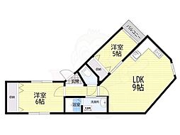 日興レジデンス 2LDKの間取図画像