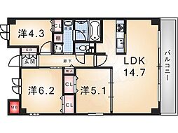 Le Porte-Bonheur 3階3LDKの間取り