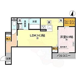 Meteor Grand 1階1LDKの間取り