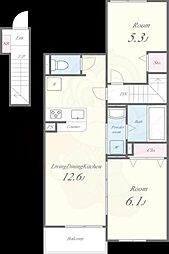 メゾン・デ・クール 2階2LDKの間取り