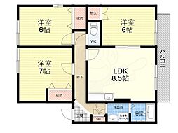 フルールK・T 3LDKの間取図画像