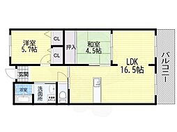 グランドール南野 2LDKの間取図画像