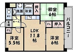 アルカディア武庫之荘東 3LDKの間取図画像