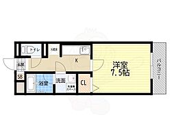 グラント塚口 1Kの間取図画像