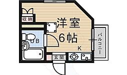 グレスト野間 ワンルームの間取図画像