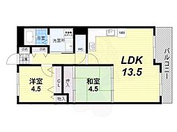 コスモ塚口 2LDKの間取図画像