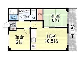 第二武庫之荘ハイム 2LDKの間取図画像