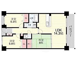 ケーフィル塚口 3LDKの間取図画像