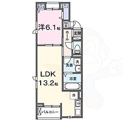 リヴァーサイドヴィラ 1LDKの間取図画像