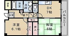 トウェルブイナバソウ 2DKの間取図画像