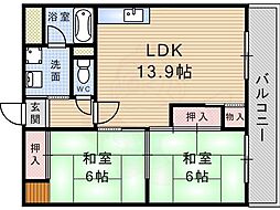 ラポール武庫之荘 2LDKの間取図画像