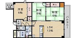 ヒロネン塚口 3LDKの間取図画像