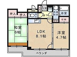 ラビアンローズ津田 2LDKの間取図画像