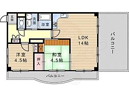 ロワイヤル・百合 2LDKの間取図画像