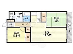 メゾンデール塚口 2LDKの間取図画像