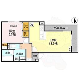 尼崎市南武庫之荘3丁目アパート 1LDKの間取図画像