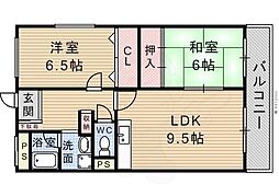 メゾン南塚口 2LDKの間取図画像