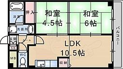 ローズガーデン 2LDKの間取図画像