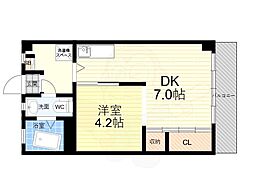 武富レジデンス 1DKの間取図画像
