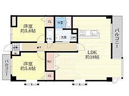 サニーパラディオン 2LDKの間取図画像