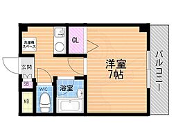 サウザンド塚口 1Kの間取図画像