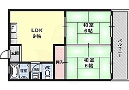 コーポ・中谷 2LDKの間取図画像