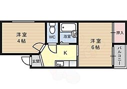 ビクトワール塚本 3階2Kの間取り