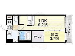 ES-Grande大阪 City Avenue 8階1LDKの間取り