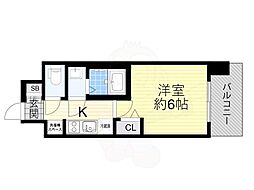 アドバンス大阪ビヤン 5階1Kの間取り