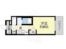 アドバンス大阪ビヤン 9階1Kの間取り