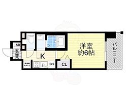 アドバンス大阪ビヤン 9階1Kの間取り