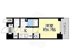 JR東海道・山陽本線 塚本駅 徒歩3分の賃貸マンション 9階1Kの間取り