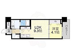 スプランディッド8 9階1LDKの間取り