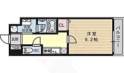 グレイスレジデンス大阪WEST 6階1Kの間取り