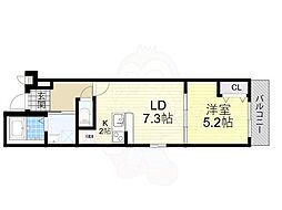 阪急宝塚本線 十三駅 徒歩10分の賃貸アパート 3階1LDKの間取り
